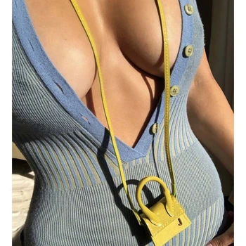 

Cosmicchic 2020 Women Sexy Short Knitted Playsuit V-neck Short Sleeve Polo Jumpsuit Blue Single-Breasted Ladies Tight Top