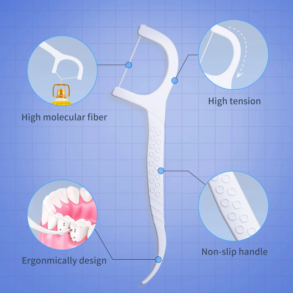Y-Kelin 100 ks jednorazové zubní niti Čistící tyčinka zubů 7,5 cm Dentální nit Mezizubní kartáček Kartáček na niti na čištění dutiny ústní - Image 5