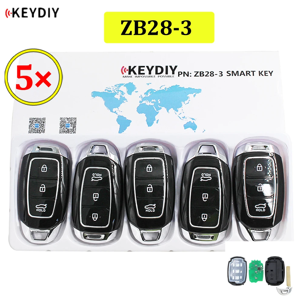 5PCS/LOT Universal ZB28 ZB28-3 KD Smart Key Remote for KD-X2 KD Car Key Remote Replacement Fit More than 2000 Models