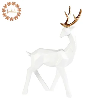 

Gold Ear Milu Deer Reindeer Figurine Ornament Home Office Stylish Living/ Study Room Table Art Decoration Resin Craft X'max Gift