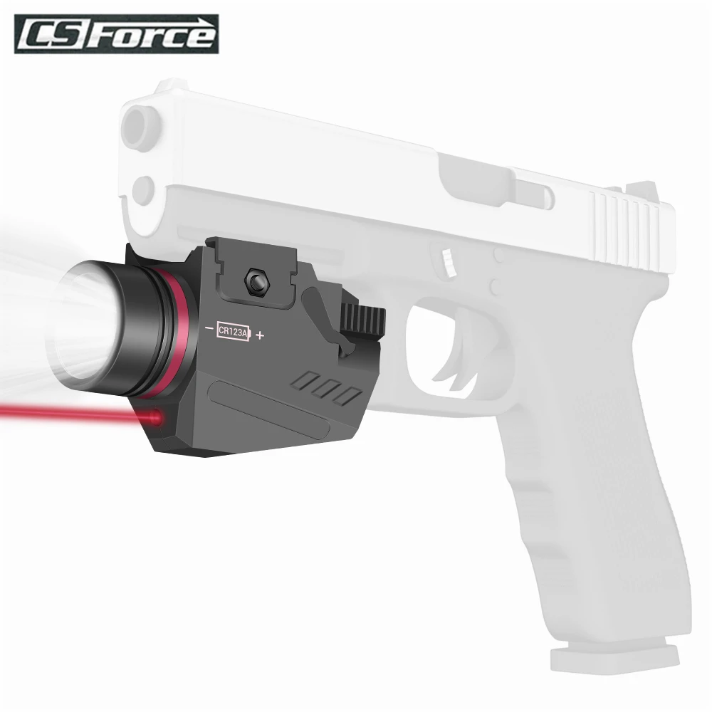 Tactical Pistol Gun Light Flashlight Red Laser Sight for 20mm Picatinny Rail 