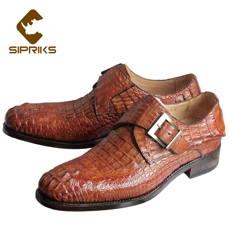 Sipriks Mens Brown Crocodile Skin 