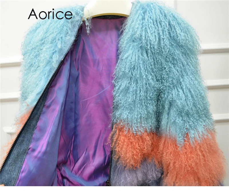 Aorice/яркое вязаное пальто из натурального овечьего меха, куртка, пальто, Женское зимнее теплое пальто из натурального меха, верхняя одежда CT938