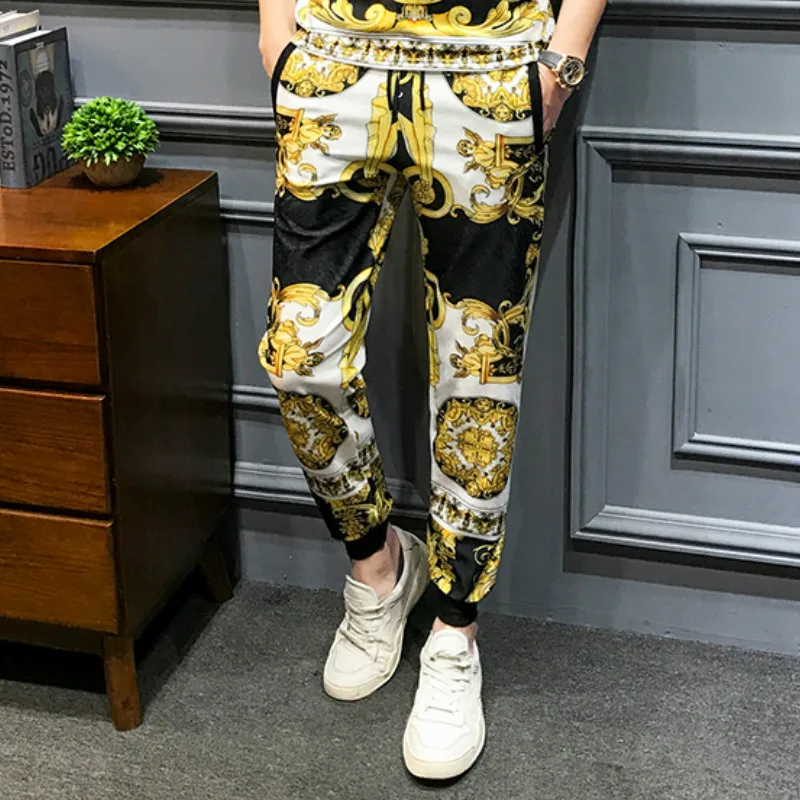 Brand-Luxury-Retro-Print-Casual-Suits-Men-2Pcs-Tshirt-Sweatpants-Summer-Men-s-Sportswear-Nightclub-Party (5)