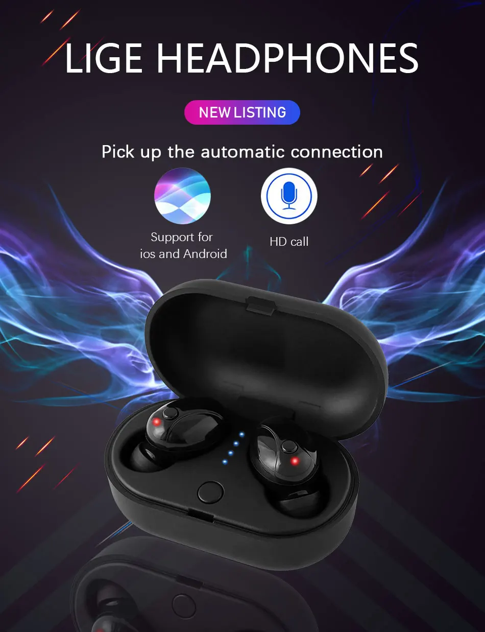 TWS V5.0 Bluetooth наушники спортивные беспроводные наушники гарнитура Bluetooth стерео двойная гарнитура для iPhone всех смартфонов