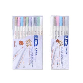 

10 Colors Metallic Marker Pen Set DIY Scrapbooking Crafts Card Making Brush/ Round Head Art Pen For Drawing Pastelfelt-tip Pens