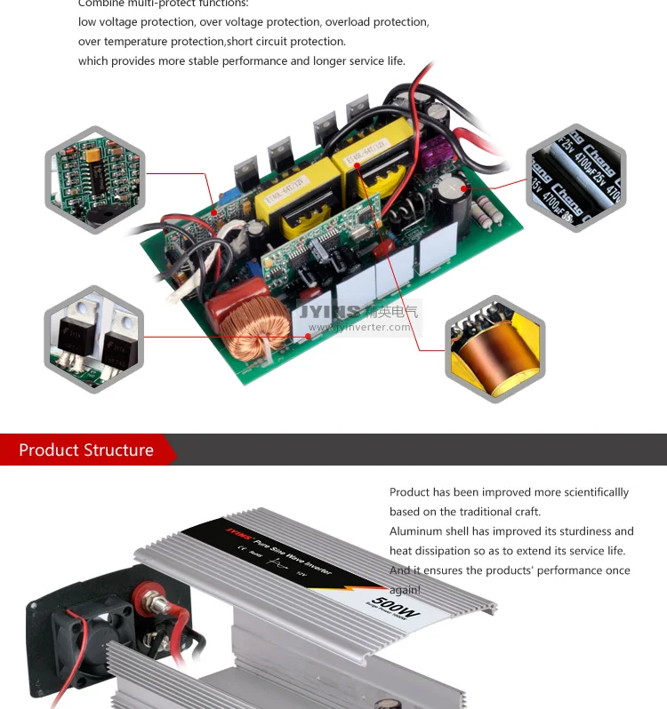 Инвертор от сети DC12V/24 V к AC220V 150 W-800 W Чистая синусоида инвертор частоты автомобиля солнечной фотоэлектрической diy