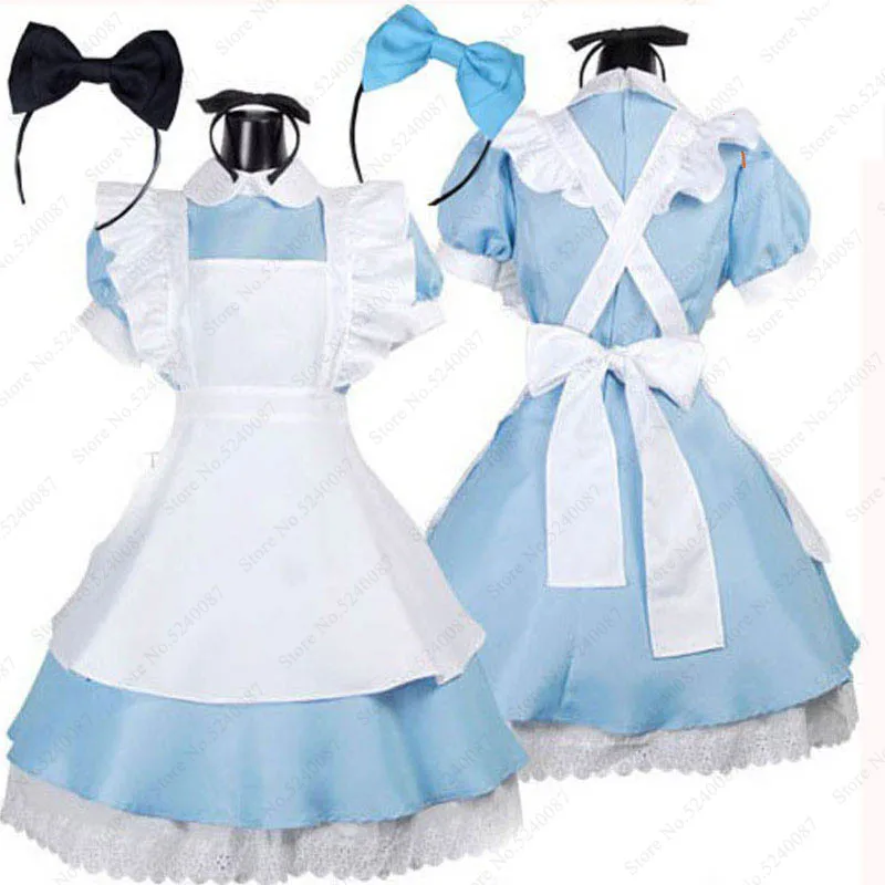 

Halloween Alice In Wonderland Girl Lolita Dress Maid Cosplay Fantasia Carnival Party Stage Cos Princess Bow Skirt Anime Costumes