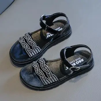

Summer Girls Sandals Baby Kids Shoes Leather Girls Rhinestone Princess Shoes 2020 New Non-slip Soft Children Sandals Flats