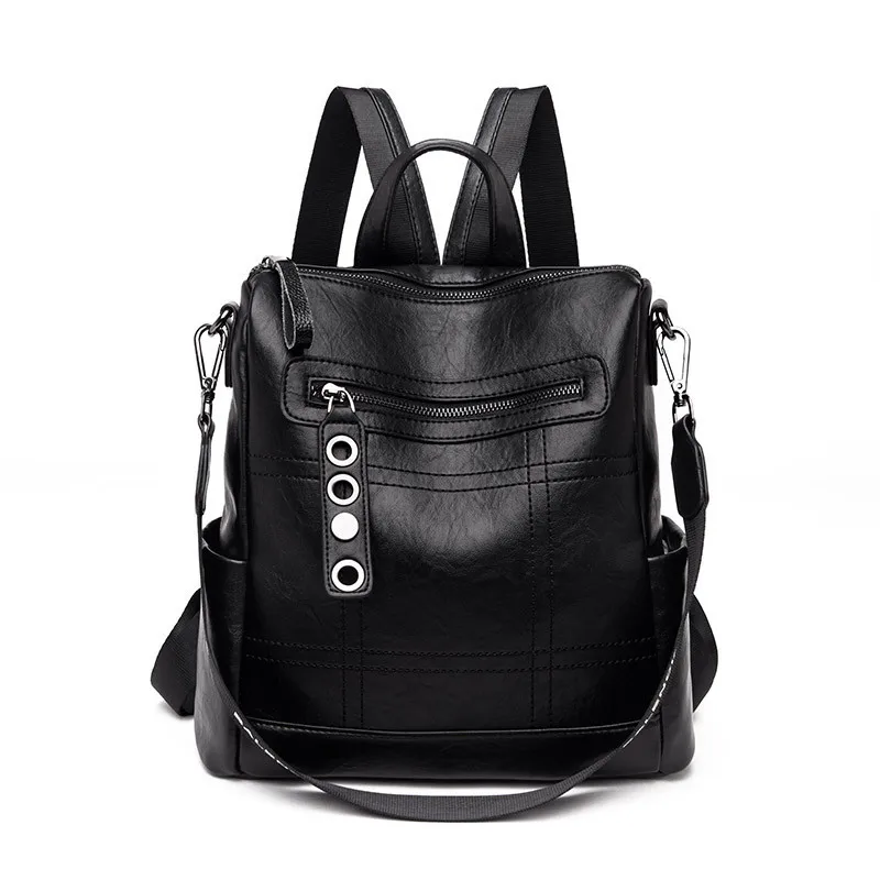 Модный рюкзак 3 в 1, женский кожаный рюкзак, школьные сумки для девочек-подростков, сумки через плечо для женщин, черный, Mochila Feminina - Цвет: BLACK