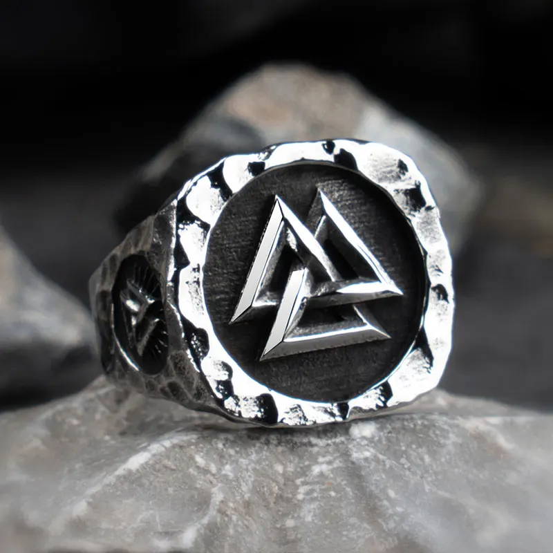 Valknut кольца викингов для мужчин Винтажное кольцо из нержавеющей стали в стиле