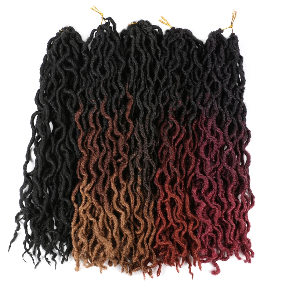 Синтетические три цвета Омбре цыганские Локи крючком плетеные волосы для наращивания 18 дюймов длинные афро дреды 24 пряди одна штука