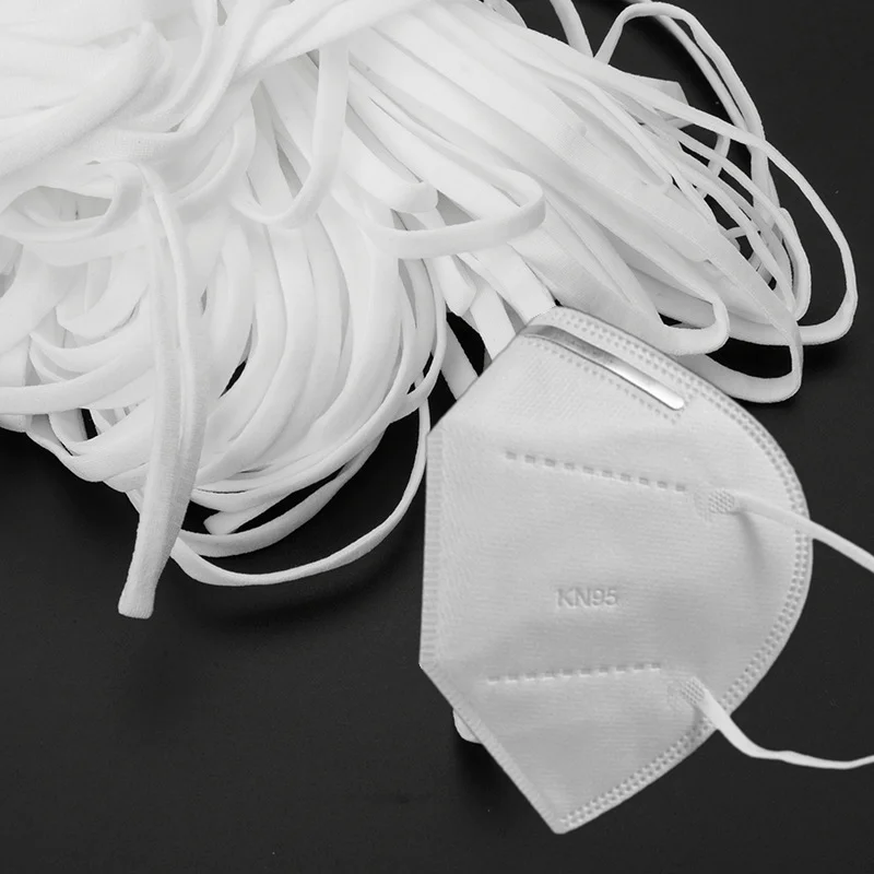 

High Quality 5kg/lot Flat rope 4mm 5mm DIY Face Masks Black White Elastic Band Rubber String Ear Cord Round adjuster Accessories
