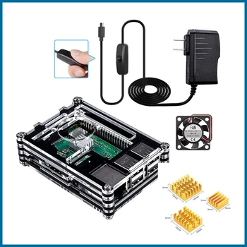 Skup S ROBOT Raspberry Pi 3B Case 9 Warstwowa Akrylowa Okładka Shell Box Wentylator I Radiator Dla Raspberry Pi 3 Model B + RPI105