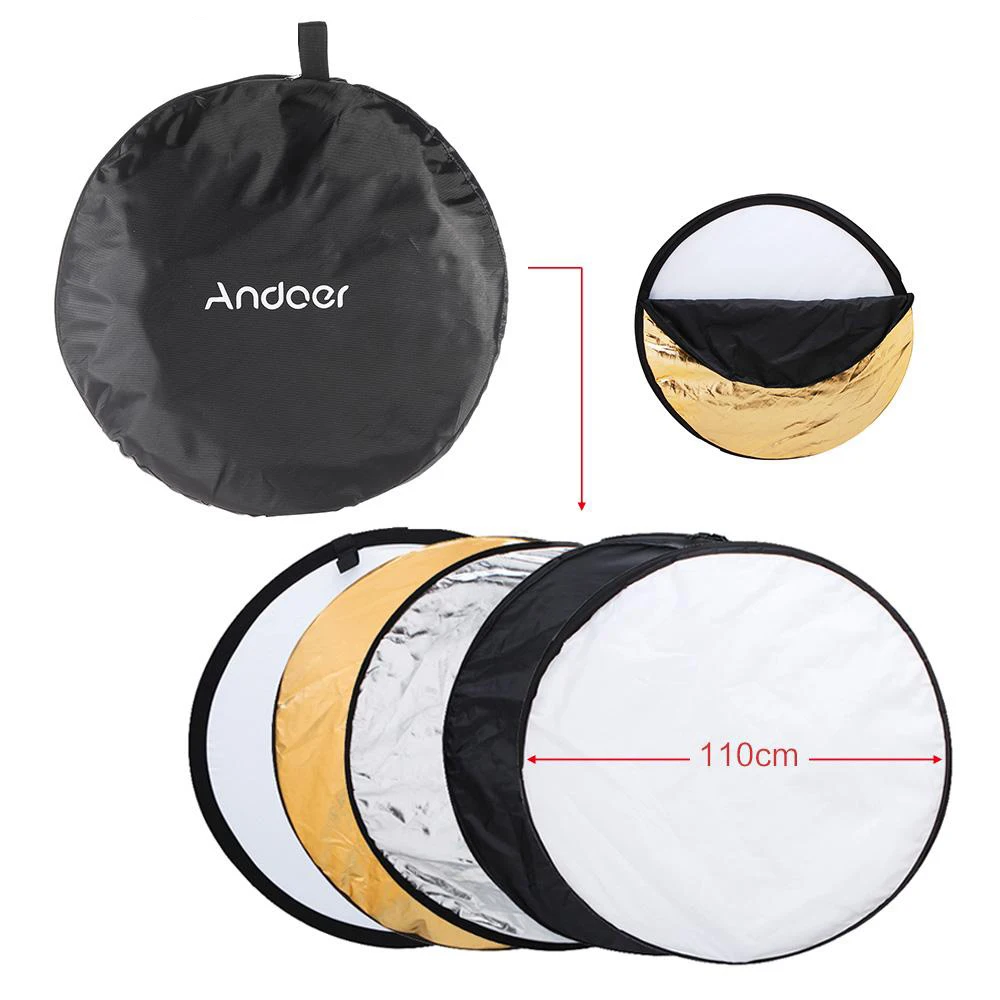 Andoer 4" 110 см диск 5 в 1 мульти портативный складной для фотографии студийный светильник отражатель(золото/серебро/белый/черный/прозрачный