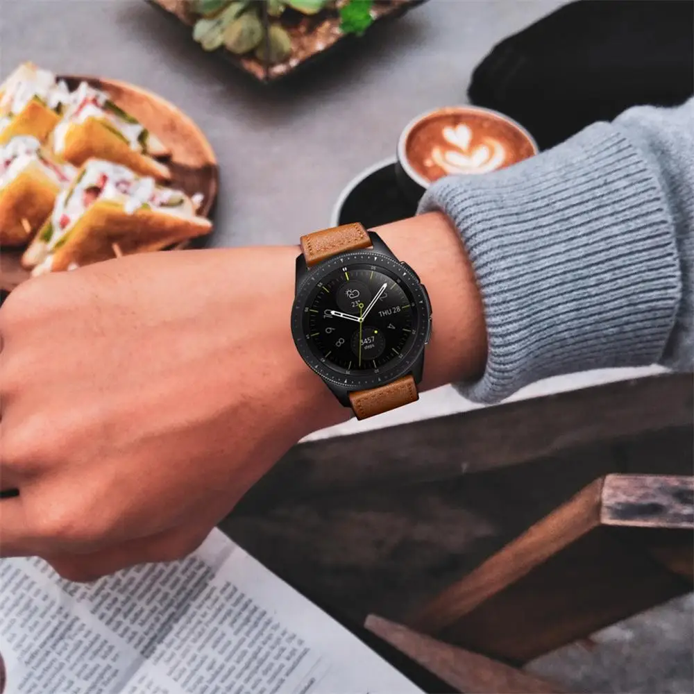 20 мм 22 мм кожаный ремешок для часов Ремешок для samsung Galaxy Watch 42 мм 46 мм Смарт часы носимые Аксессуары#1028