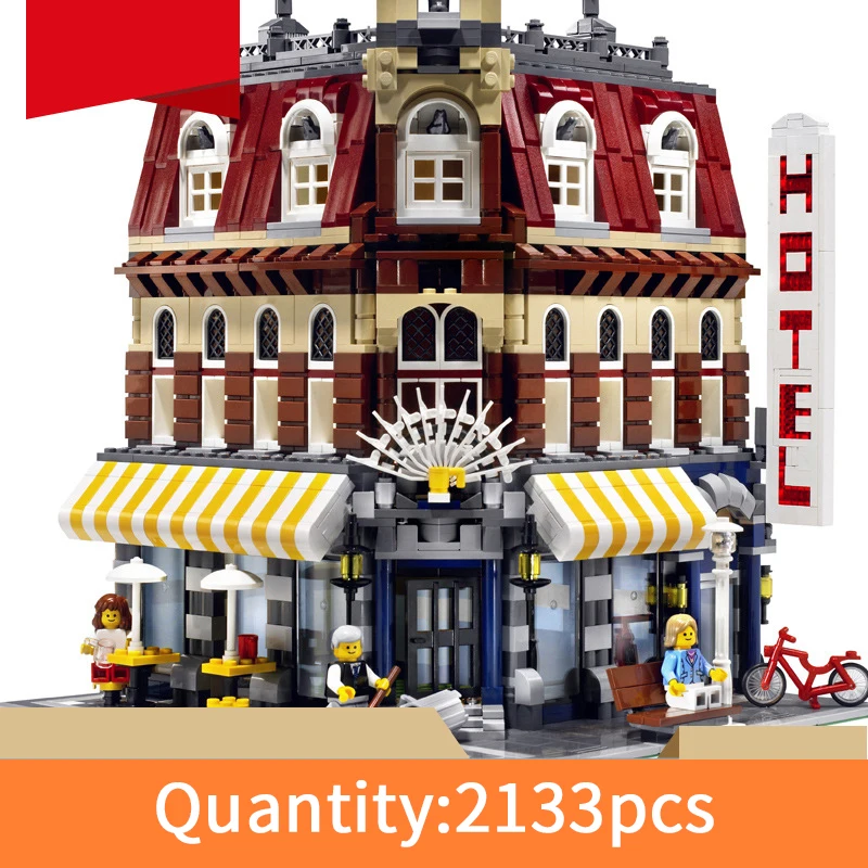 

2133pcs assemble architecture corner cafe building model building blocks compatible legodly bricks educational toys for children