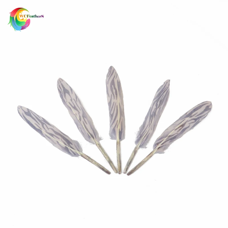 10pcs Beautiful Natural Goose Feather 4-6inches Printing Flower Feathers Wedding Jewelry Headdress DIY Crafts Feather