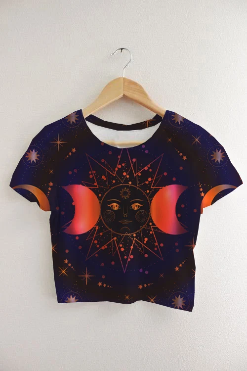 

Custom Made your own designs Sublimation Print Astrology Spark Change Milk Silk Crop Tops