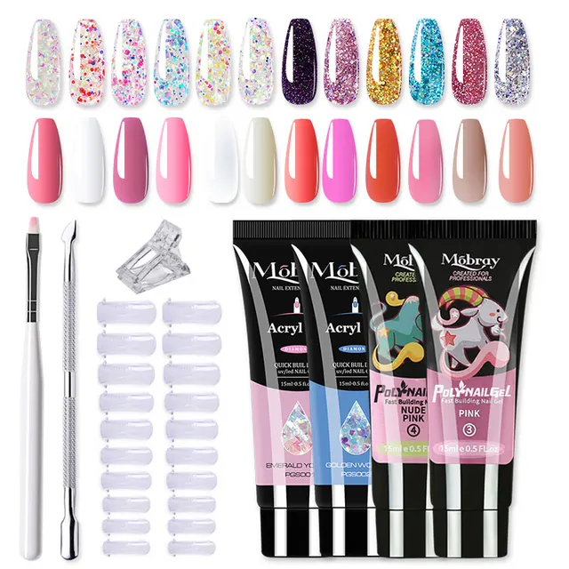 Mobray Poly Nail Gel Set All For Quick Extension Nail Manicure Set Gel spingi cuticole Finger Extend Mold Nail Tool Kit 2