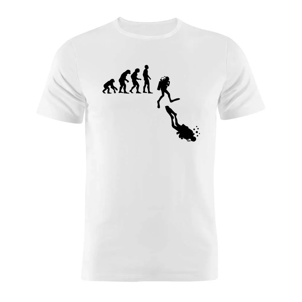 100% Cotton Unisex T Shirt Homo Sapiens Evolution Scuba Diving Edition Silhouette Gift Tee