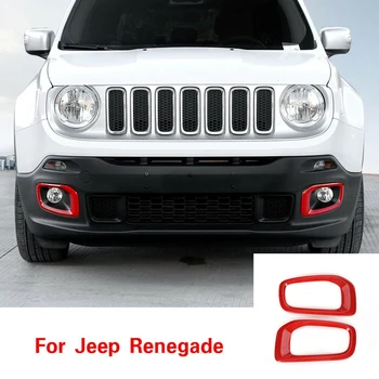 

Red Front Fog Light Lamp Cover Trim Frame Decor for Jeep Renegade 2015-2017 Accessories