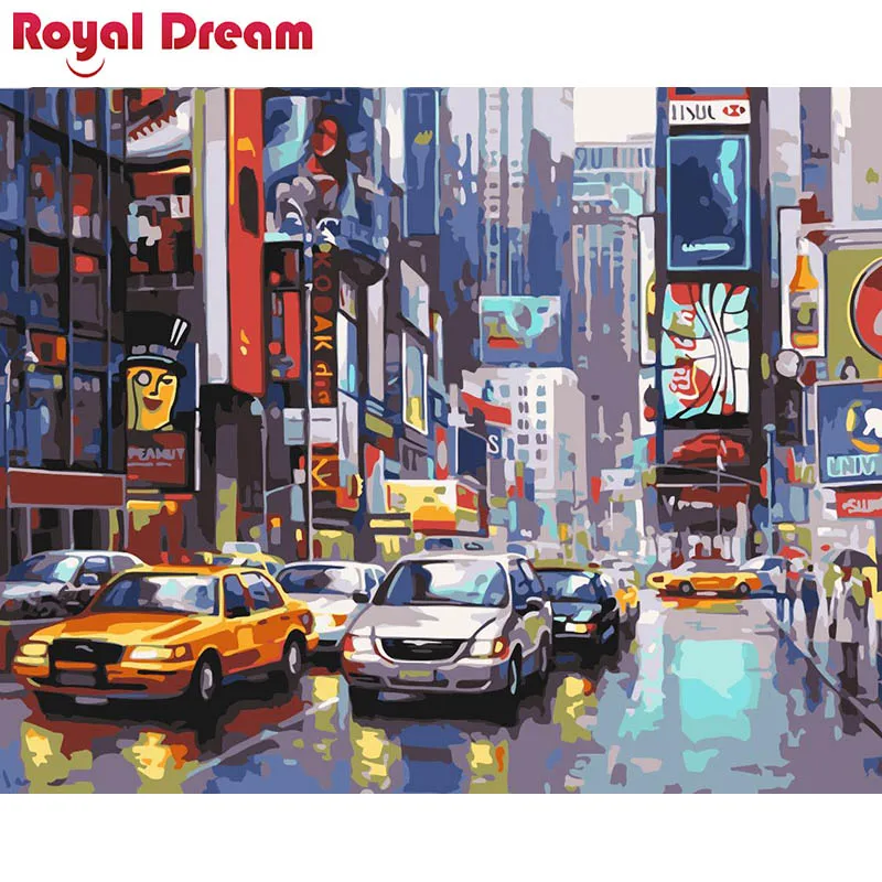 

Times square in the rain DIY Painting By Numbers Acrylic Paint By Numbers HandPainted Oil Painting On Canvas For Home Décor