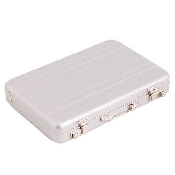 New Business ID Credit Card Holder Travel Suitcase Organizer Wallet Pocket Case Aluminum Metal Box - Цвет: Серебристый