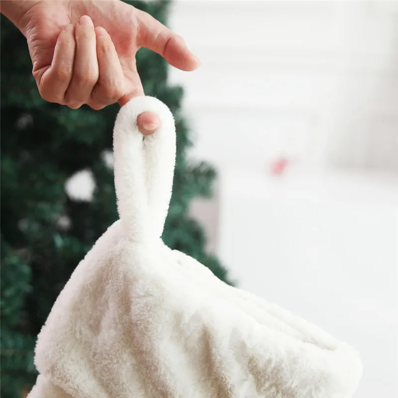 Рождественские чулки, украшения из меха кролика, вышитые бисером, рождественские чулки, подвесное украшение на елку