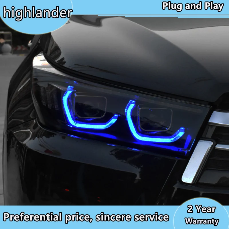 Автомобильный Стайлинг чехол для фары Toyota highlander Kluger highlander все светодиодный задний фонарь светодиодный DRL динамический сигнал поворота