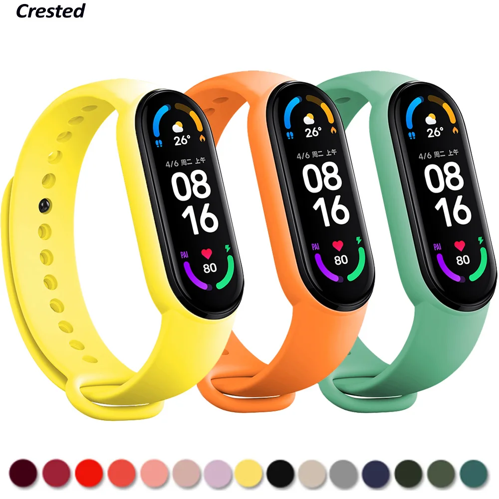 Ремешок силиконовый для Mi band 6 сменный спортивный браслет 4 5 xiaomi 3 | Наручные часы