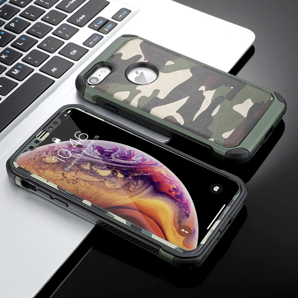 Противоударный чехол с камуфляжным рисунком для iPhone 11 Pro Xr X Xs Max 8 Plus 7 6S 6 5 5S SE, Защитный Гибридный Резиновый Бампер