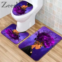 Zeegle Набор ковриков для ванной из полиэстера, коврик для душа для ванной комнаты, с рисунком, для Африки, для женщин, Toielt, пьедестал, ковер