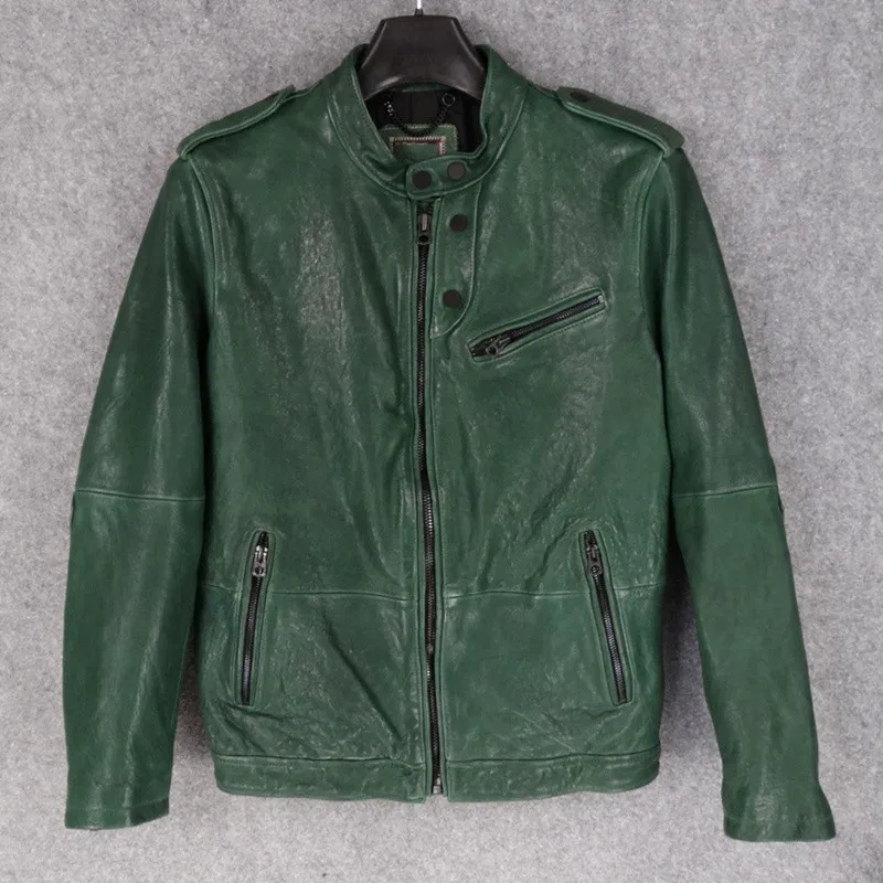 

2020 Free shipping.natural tanning sheepskin coat.Brand man handsome casual leather jacket,fashion vintage genuine leather coat,