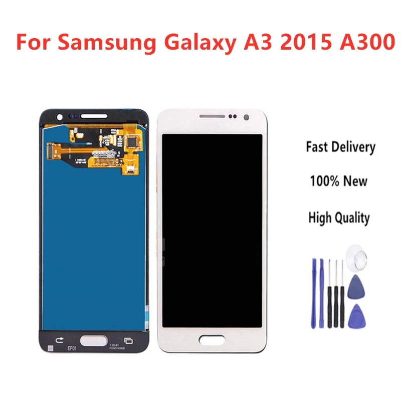 

Perfect quality For Samsung Galaxy A3 2015 A300 A3000 A300F A300M LCD Display+Touch Screen Assembly brightness Can adjust+Tools