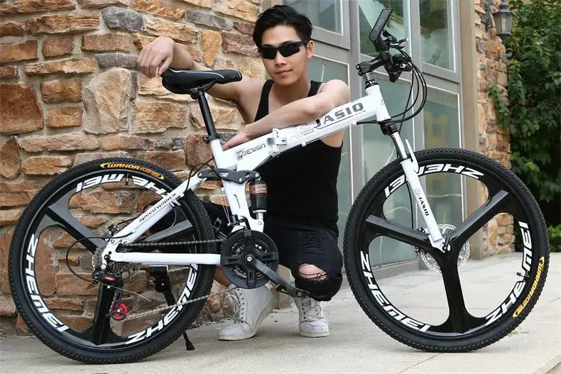 Folding Mountain Bike 26 inches 21 Speed Folding Bicycle Male / Female / Student Mountain Bike Brake Shockingproof Frame Brakes