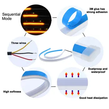 

2pcs Light bar 60CM Switchback LED Daytime Running Light Strip Sequential
