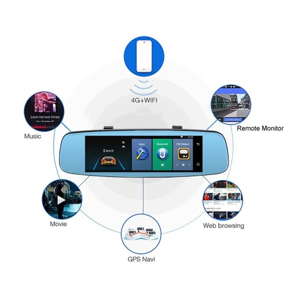 4G ADAS Автомобильный видеорегистратор камера видео рекордер зеркало 7,8" Android 5,1 с двумя камерами s Dash Cam Регистратор черный ящик 16GB