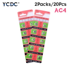 YCDC 20 шт./2 карты Ag4 AG4 плоский круглый аккумулятор Батарея LR626 377 177 1,5 V SR626 Щелочная батарейка-кнопка SR626SW LR66 Размеры 7,9*3,6 мм