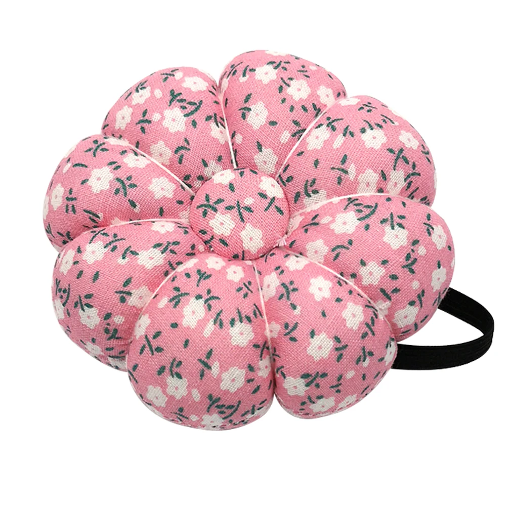 Cute Fabric Pumpkin Shape Holder Pin Cushions with elastic wrist band Wearable Needle Pincushion For Sewing Quilting Pin Holder
