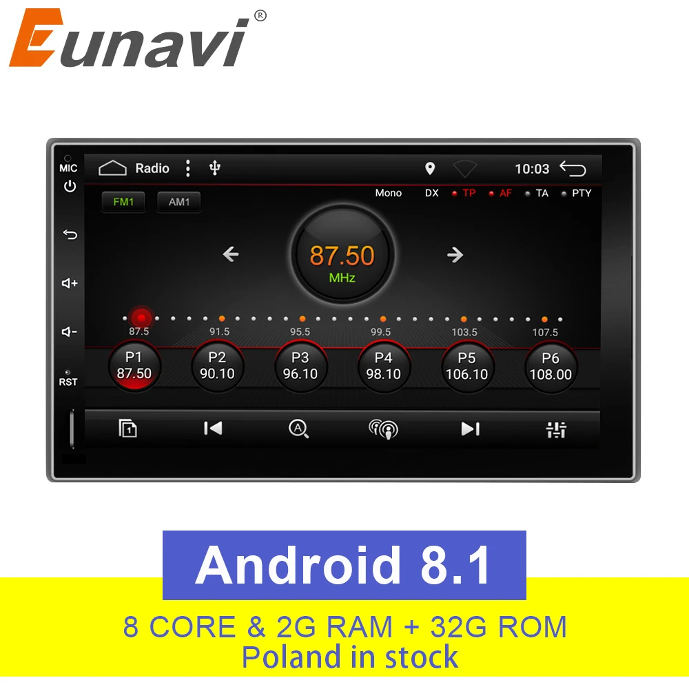 Eunavi 7 'ƈ Din Android 8 1 Восьмиядерный Универсальный двойной din Автомобильный Радио gps