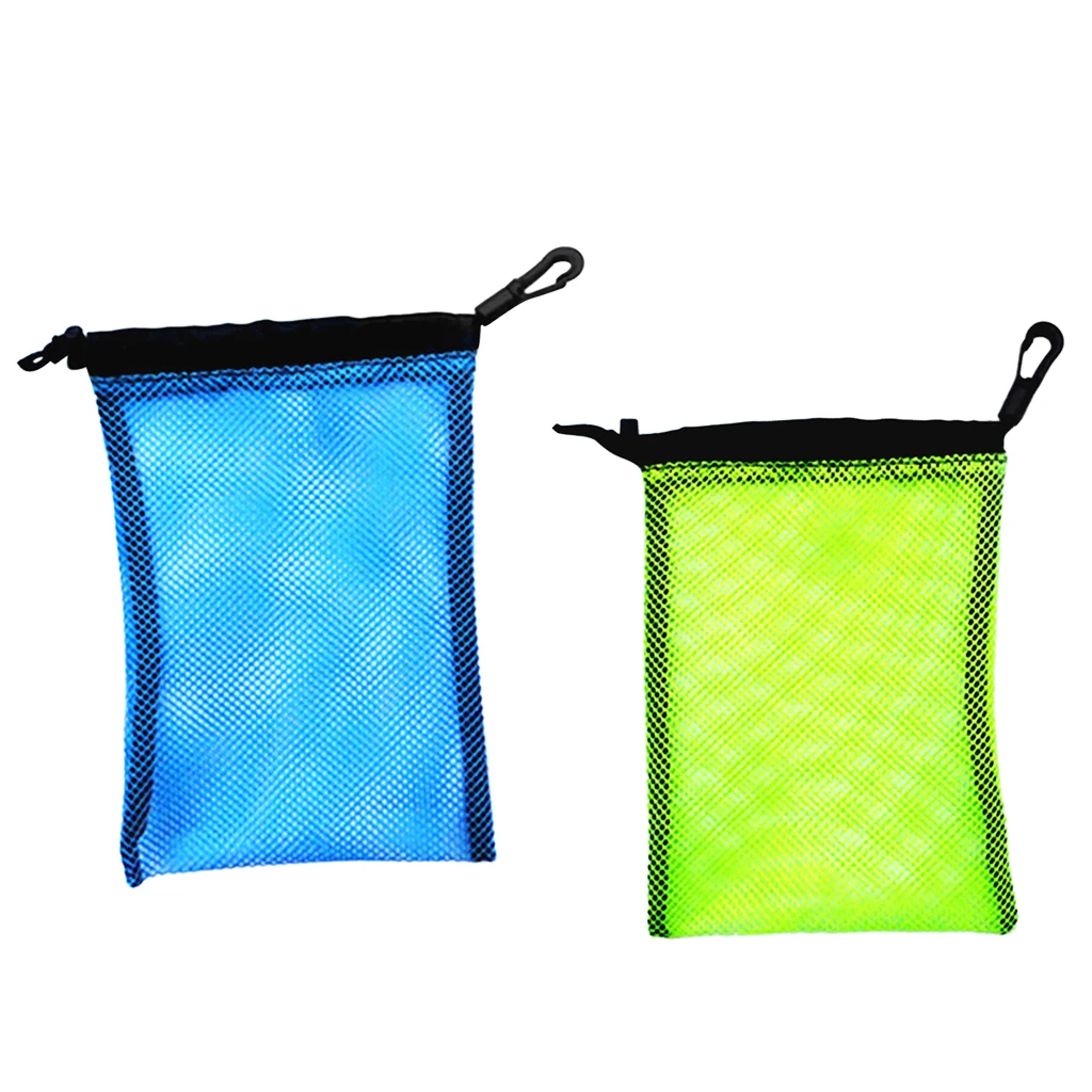 2pcs Mesh Equipment Bag W/ Drawstring For Swimming Beach Diving Travel Gym