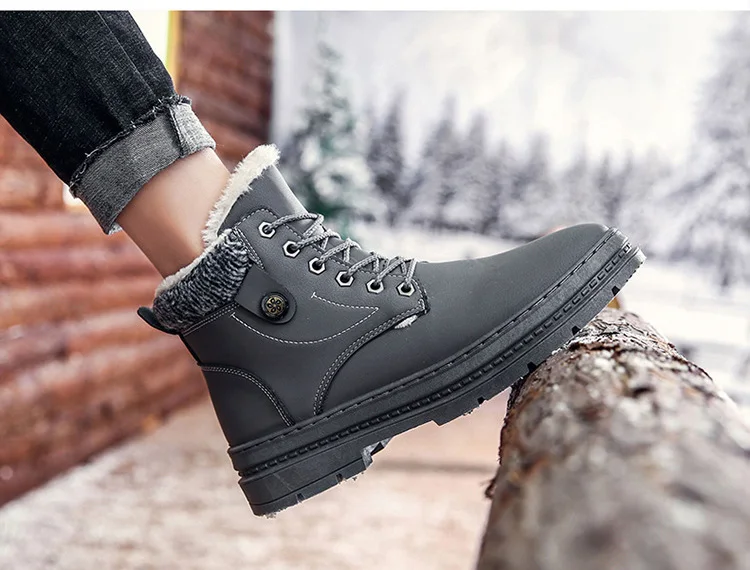 Г. Зимние ботинки теплые короткие плюшевые кроссовки на меху, мужские ботильоны повседневная обувь на шнуровке новая брендовая мужская зимняя обувь