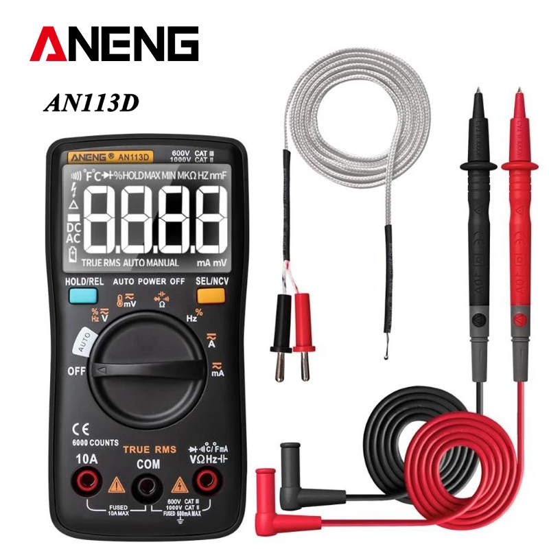 ANENG AN8009 Mult/ímetro digital Rango autom/ático Verdadero RMS Mult/ímetro electr/ónico de voltaje CA//CC