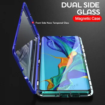 

Magnetic Absorption Metal Flip Cases for Huawei p30 lite pro Phone Back Cover Double Sided Glass p 30 p30lite p30pro Armor couqe