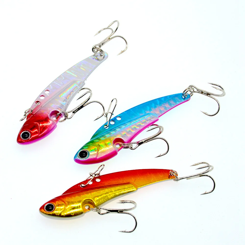 thkfish Metal VIB Hard Fishing Lure Saltwater Freshwater Crankbait Wobble Fishing Spinner Spoons Lure Blade Bait for Bass Trout Crappie Fishing