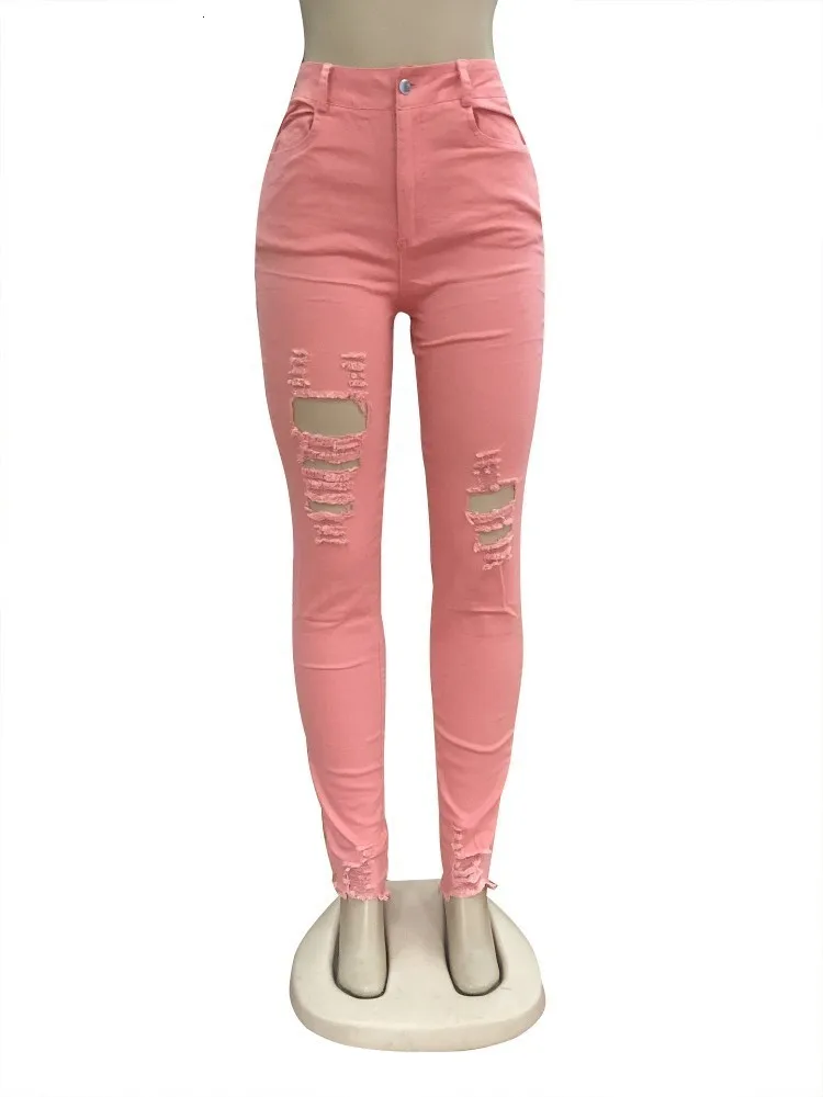 Неоновые, зеленые, оранжевые, цветные обтягивающие джинсы, женские джинсовые брюки с дырками, рваные, до колена, узкие брюки, повседневные брюки, стрейчевые, рваные джинсы