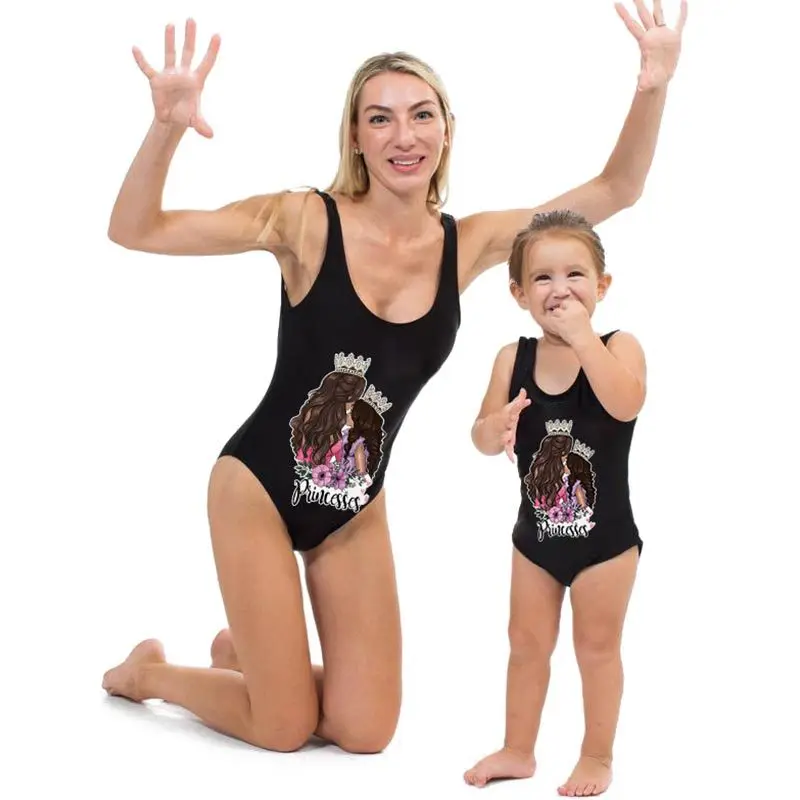Одежда для мамы и дочки детский купальник родителей детей одежда Цельный с