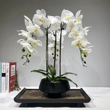 Grote Kunstmatige Orchidee Bloemstuk Pu Real Touch Hand Gevoel Floor Tafel Decoratie Thuis Hoge Kwaliteit Boeket Geen Vaas