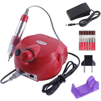 

Red 30000RPM Pro Electric Nail Drill Machine Electric Manicure Machine Drills Accessory Pedicure Kit File Bit Nail Remove Tools